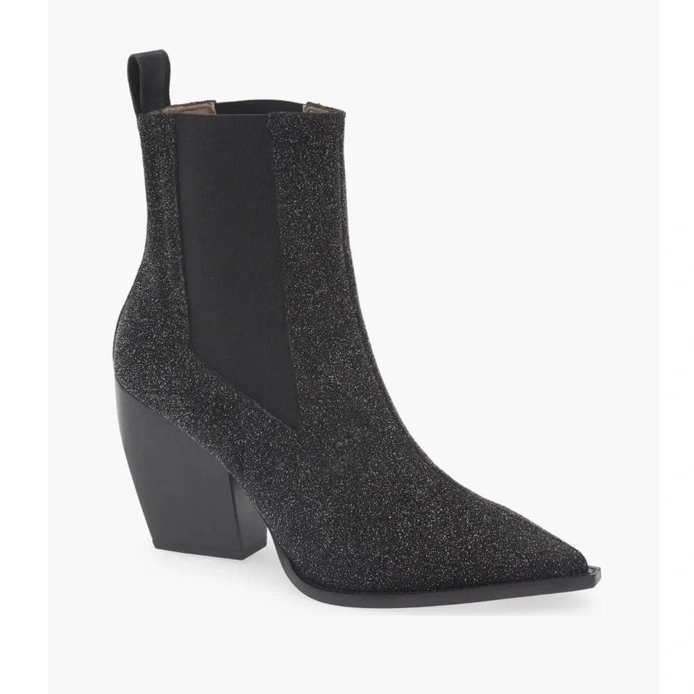 All Saints Women’s Ria Sparkle Glittery Black Bootie Size 10 NWT